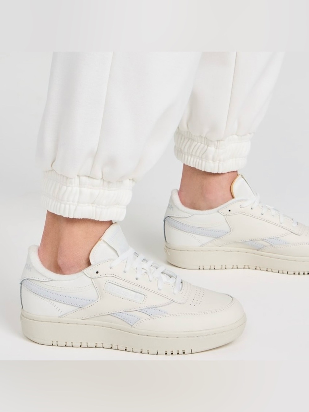 Reebok Womens Club C Double Revenge Sneaker Shoes Chalk/Alabaster